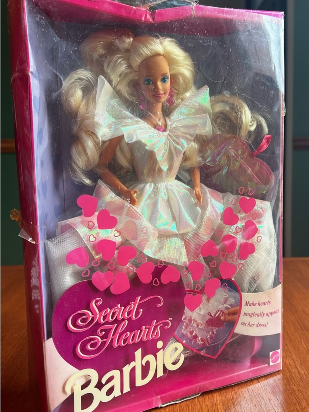 Barbie Pink and White Heart-Print Gown Doll